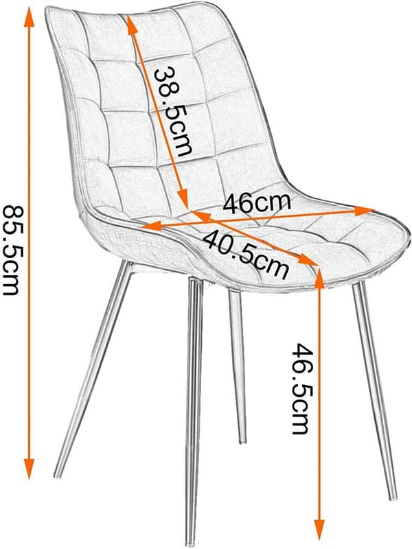 Rootz 4 ruokapöydän tuolin setti - Velvet-istuin - Metallijalat - Kestävä ja mukava - Ergonominen muotoilu - Liukumaton - 85,5 cm x 46 cm x 40,5 cm