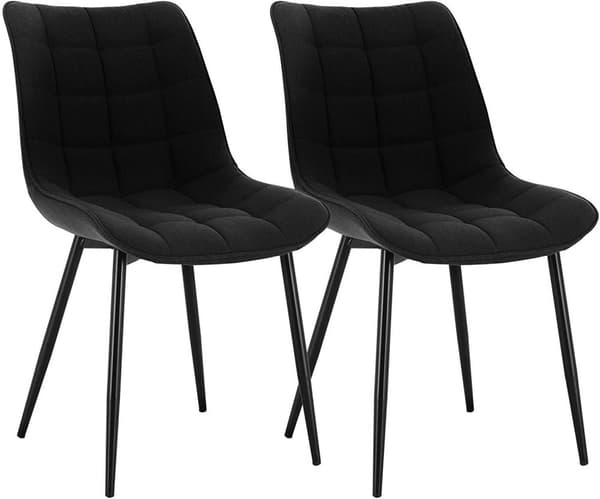 Rootz moderne linned spisestuestole - Metalbenstole - Komfortable siddepladser - Holdbar og robust - Alsidigt design - 46 cm x 40,5 cm x 85,5 cm