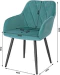 Miniatyrbillede 3 af 5: Rootz Velvet spisestuestol - Ergonomisk stol - Komfortabel siddeplads - Luksuriøs fløjl - Robust metalstel - 44 cm x 42,5 cm x 85,5 cm