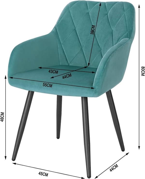 Rootz Velvet spisestuestol - Ergonomisk stol - Komfortabel siddeplads - Luksuriøs fløjl - Robust metalstel - 44 cm x 42,5 cm x 85,5 cm