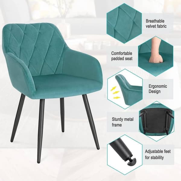 Rootz Velvet spisestuestol - Ergonomisk stol - Komfortabel siddeplads - Luksuriøs fløjl - Robust metalstel - 44 cm x 42,5 cm x 85,5 cm