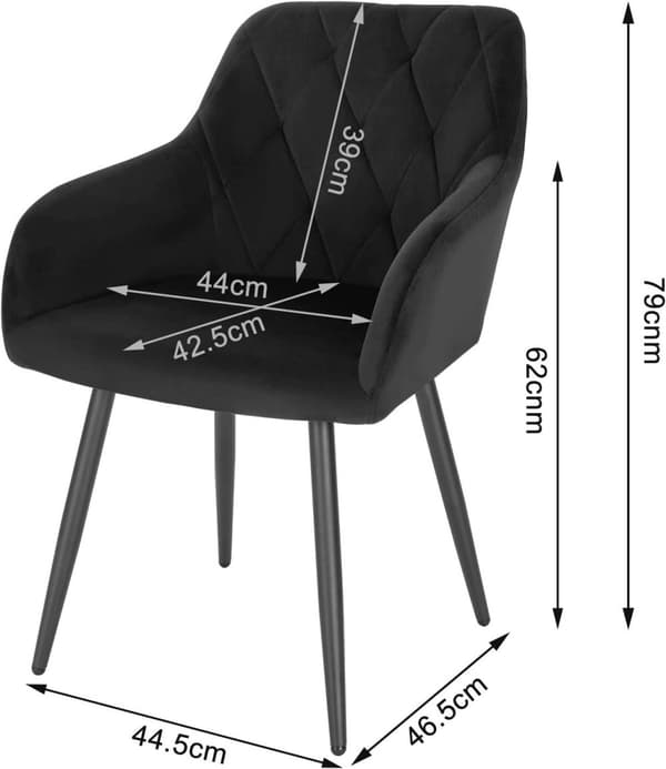 Rootz Velvet spisestuestolesæt - Elegante stole - Komfortable siddepladser - Ergonomisk design - Luksuriøst fløjl - Robust metalstel - 44 cm x 42,5 cm