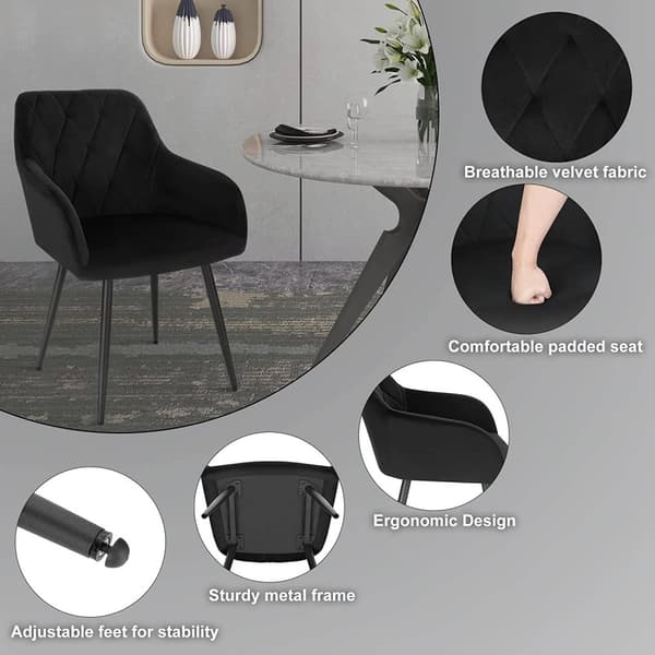 Rootz Velvet spisestuestolesæt - Elegante stole - Komfortable siddepladser - Ergonomisk design - Luksuriøst fløjl - Robust metalstel - 44 cm x 42,5 cm