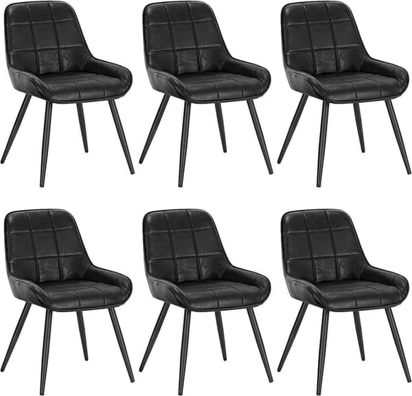 Rootz sæt med 6 spisestuestole - Polstrede stole - Sæder i kunstlæder - Ergonomisk design - Robust og holdbar - Gulvbeskyttelse - 81,5 cm x 38 cm x 43