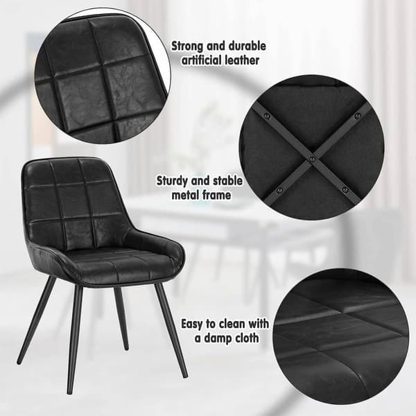 Rootz sæt med 4 spisestuestole - Polstrede stole - Imiteret læderstole - Ergonomisk design - Robust og holdbar - Gulvbeskyttelse - 38cm x 43cm x 81,5c