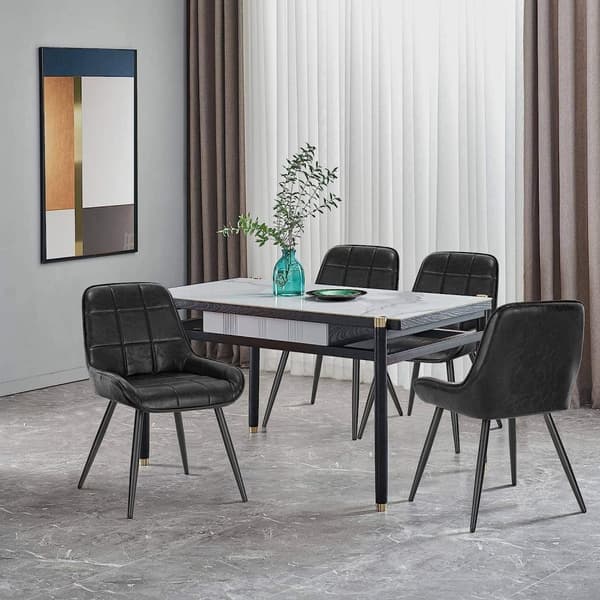 Rootz sæt med 2 spisestuestole - Polstrede stole - Imiteret læderstole - Ergonomisk design, robust struktur, gulvbeskyttelse - 38cm x 43cm x 81,5cm
