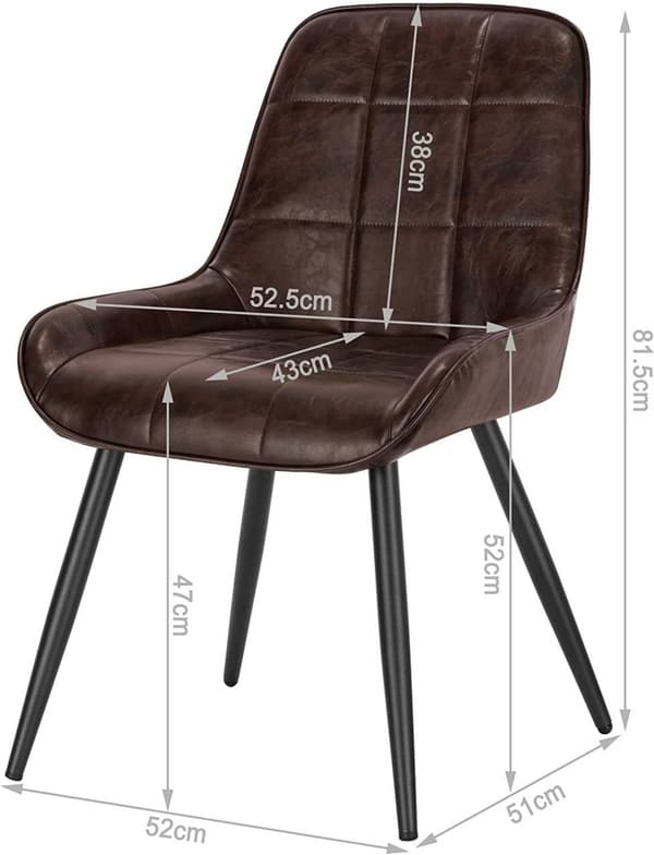 Rootz sæt med 2 spisestuestole - Polstrede accentstole - Sæder i imiteret læder - Ergonomisk design, holdbar struktur, gulvbeskyttelse - 81,5 cm x 38