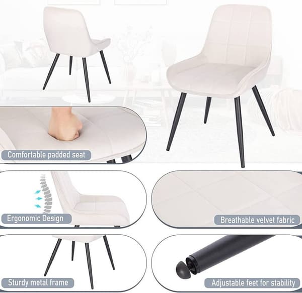 Rootz Set med 4 matstolar - Sammetsstolar - Stoppade stolar - Ergonomisk design, slitstark, golvskydd - 81,5 cm x 38 cm x 43 cm