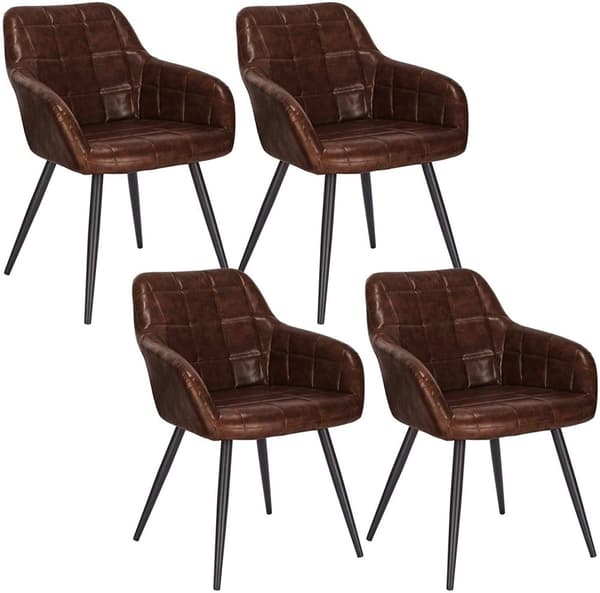 Rootz 4 ruokapöydän tuolin setti - Mukavat istuimet - Tyylikkäät huonekalut - Pehmustettu keinonahka - Kestävä metallirunko - Liukumaton - 49 cm x 43