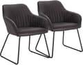 Miniatyrbillede 1 af 9: Rootz sæt med 2 spisestuestole - Køkkenstole - Moderne siddepladser - Komfortable og ergonomiske - Holdbar metalramme - Alsidigt gråt design - 45 cm x