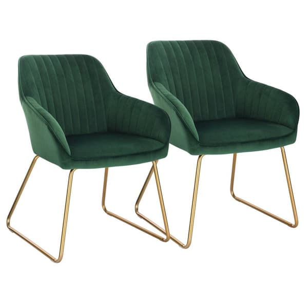 Rootz Velvet -ruokailutuolit käsinojilla - Kultainen metallikelkkajalusta - Ylellinen ja ergonominen - Poikkeuksellinen mukavuus, kestävä muotoilu, mo