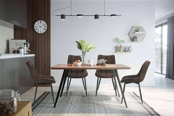 Rootz Elegant Dining Chair Set - Moderna stolar - Bekväma sittplatser - Slitstark, ergonomisk design, golvskydd - Leathaire & Metal - 46cm x 40,5cm x