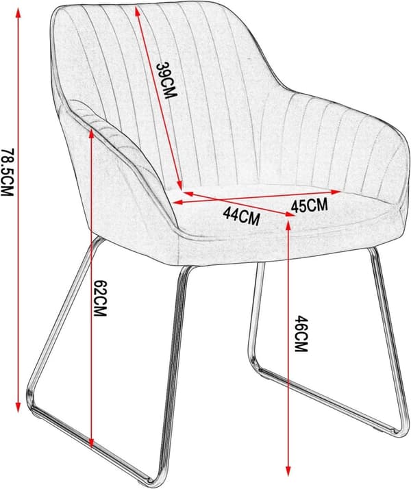 Rootz Velvet Spisestuestole Sæt med 2 - Lænestole med guldben - Komfortable, Holdbare, Stilfulde - Anti-Slip, Ergonomisk Design - 45 cm x 44 cm x 78,5