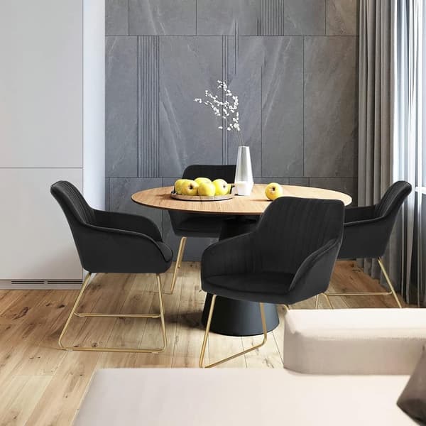 Rootz Velvet Spisestuestole Sæt med 2 - Lænestole med guldben - Komfortable, Holdbare, Stilfulde - Anti-Slip, Ergonomisk Design - 45 cm x 44 cm x 78,5