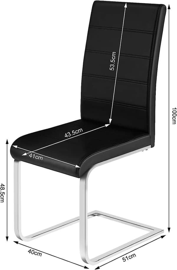 Rootz matsalsstolar Set med 2 - Gungstol - Höga ryggstolar - Svart konstläder - Stabil och säker - Ergonomisk komfort - Golvvänlig design - 41cm x 100