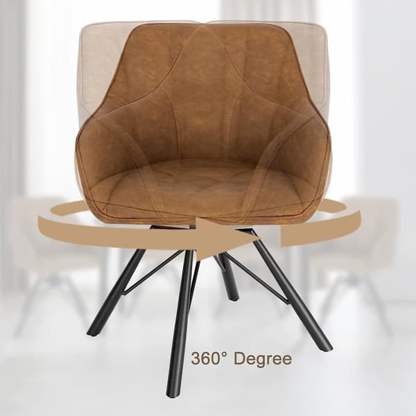 Rootz Roterende spisestuestole - Sæt med 6 - Drejestole - Lænestole - 360° drejelig, Ergonomisk støtte, holdbar konstruktion - Vintage kunstlæder - 58