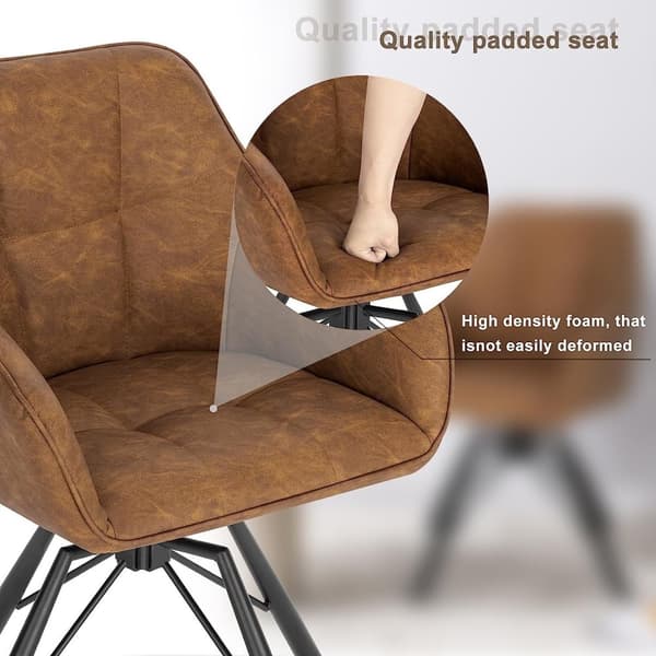 Rootz Roterende spisestuestole - Sæt med 6 - Drejestole - Lænestole - 360° drejelig, Ergonomisk støtte, holdbar konstruktion - Vintage kunstlæder - 58