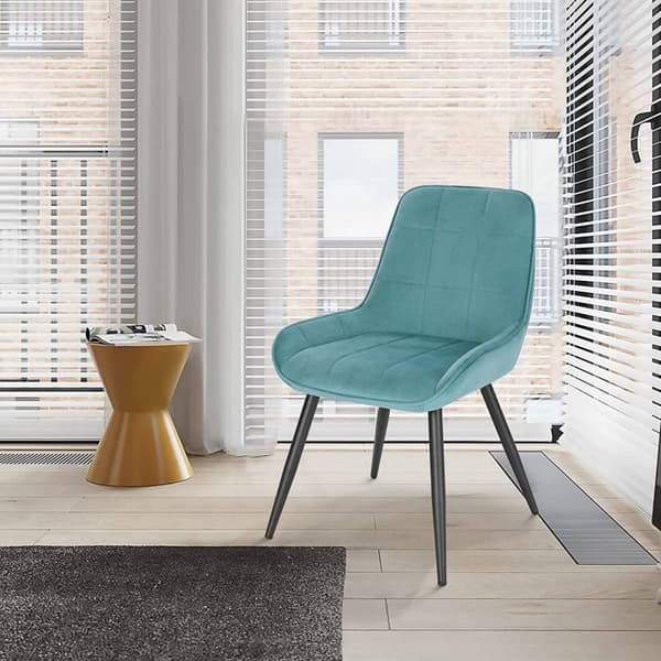 Rootz Set med 2 matstolar - Sammetsstolar - Turkosa stoppade stolar - Hållbar och stabil - Ergonomisk komfort - Golvskydd - 81,5 cm x 38 cm x 43 cm