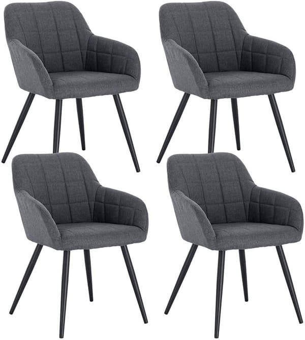 Rootz 4 ruokapöydän tuolin setti - Keittiötuolit - Modernit istuimet - Ergonominen muotoilu - Hengittävä liinavaatteet - Lattian suojaus - 49 cm x 43