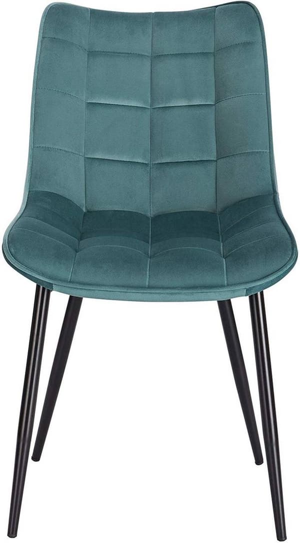 Rootz Set med 2 matstolar - Sammetssits - Turkos metallben - Ergonomiskt & hållbart - Halkskydd och golvskydd - 46 x 40,5 cm Sitsstorlek