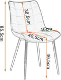 Miniatyrbild 8 av 9: Rootz Set med 2 matstolar - Köksstolar - Moderna sittplatser - Bekvämt konstläder - Hållbara metallben - Mångsidig stil - 46 x 40,5 cm sits