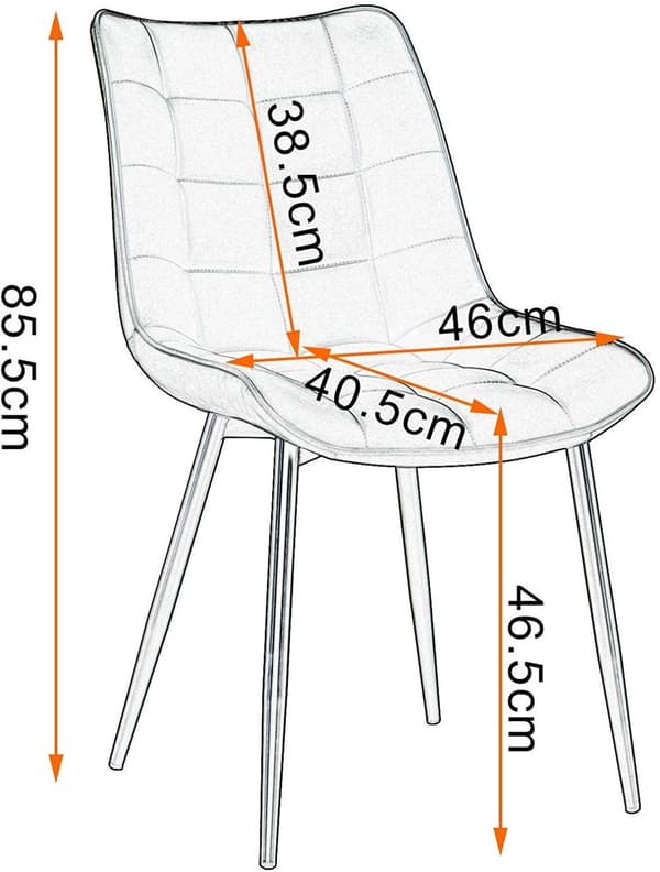 Rootz Set med 2 matstolar - Köksstolar - Moderna sittplatser - Bekvämt konstläder - Hållbara metallben - Mångsidig stil - 46 x 40,5 cm sits