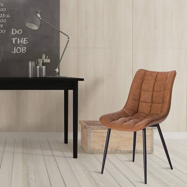 Rootz sæt med 2 spisestuestole - Imiteret læderstole - Metalbenstole - Komfortable siddepladser - Holdbar og robust - Alsidigt design - 46 cm x 40,5 c