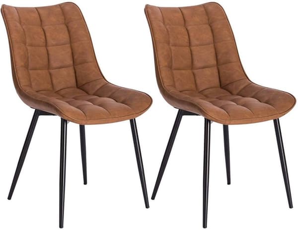 Rootz sæt med 2 spisestuestole - Imiteret læderstole - Metalbenstole - Komfortable siddepladser - Holdbar og robust - Alsidigt design - 46 cm x 40,5 c