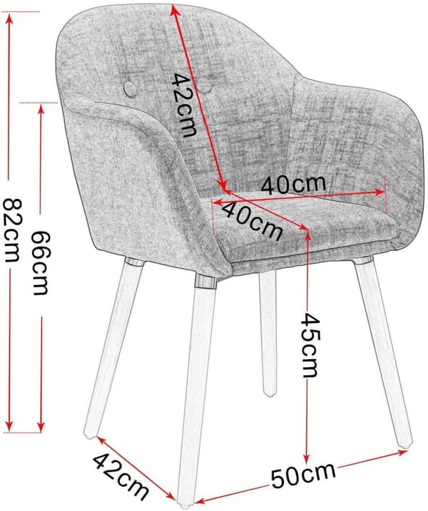 Rootz Ergonomic ruokapöydän tuolisarja - Mukavat tuolit - Tyylikäs istuin - Kestävä rakenne - Pellavaverhoilu - 40 cm x 40 cm x 82 cm