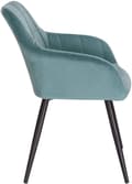 Miniatyrbillede 3 af 9: Rootz sæt med 4 spisestuestole - Fløjlsstole - Turkis metalben - Komfortable og støttende - Holdbar og langtidsholdbar - Gulvbeskyttelse - 49cm x 43cm