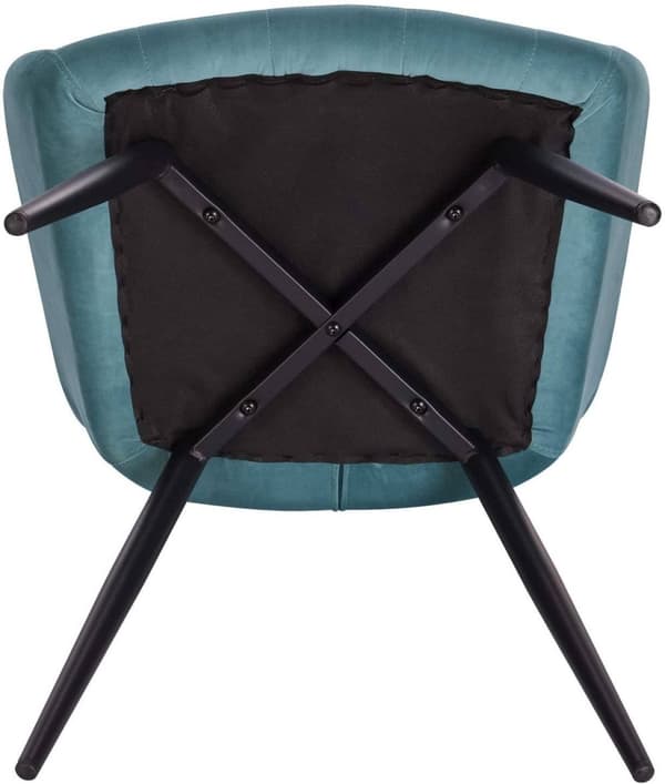 Rootz sæt med 4 spisestuestole - Fløjlsstole - Turkis metalben - Komfortable og støttende - Holdbar og langtidsholdbar - Gulvbeskyttelse - 49cm x 43cm