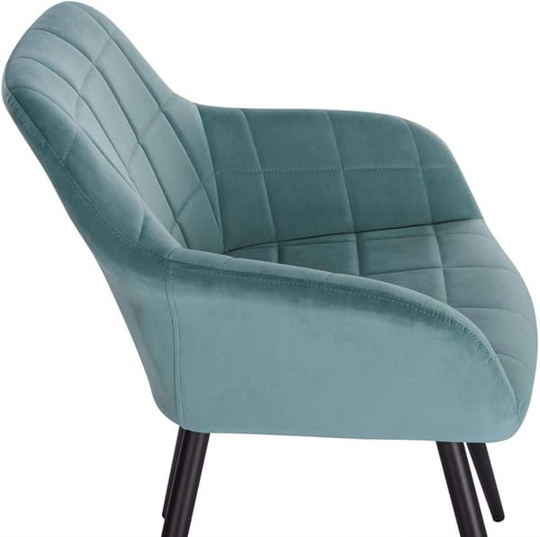 Rootz sæt med 4 spisestuestole - Fløjlsstole - Turkis metalben - Komfortable og støttende - Holdbar og langtidsholdbar - Gulvbeskyttelse - 49cm x 43cm
