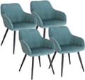 Miniatyrbillede 1 af 9: Rootz sæt med 4 spisestuestole - Fløjlsstole - Turkis metalben - Komfortable og støttende - Holdbar og langtidsholdbar - Gulvbeskyttelse - 49cm x 43cm