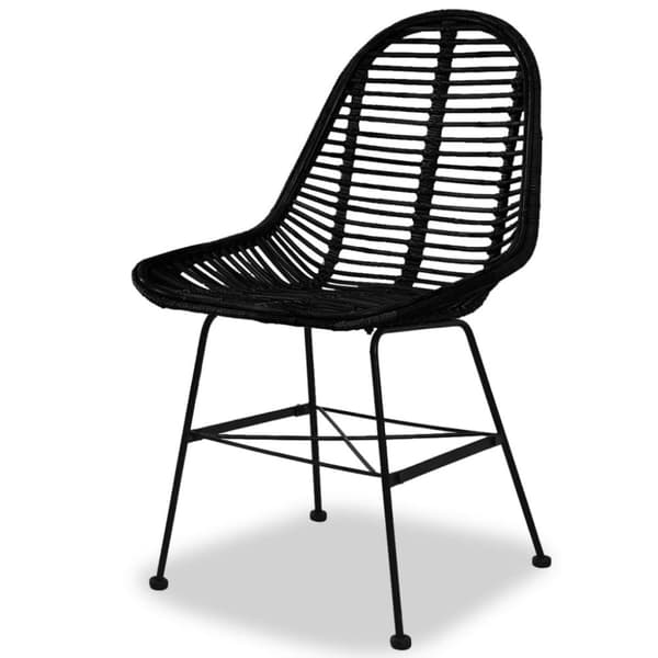 vidaXL spisebordsstole 2 stk. naturligt rattan sort - Spisebordsstole