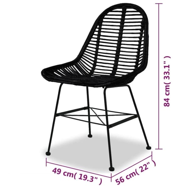 vidaXL spisebordsstole 2 stk. naturligt rattan sort - Spisebordsstole