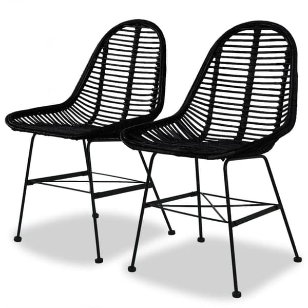 vidaXL spisebordsstole 2 stk. naturligt rattan sort - Spisebordsstole