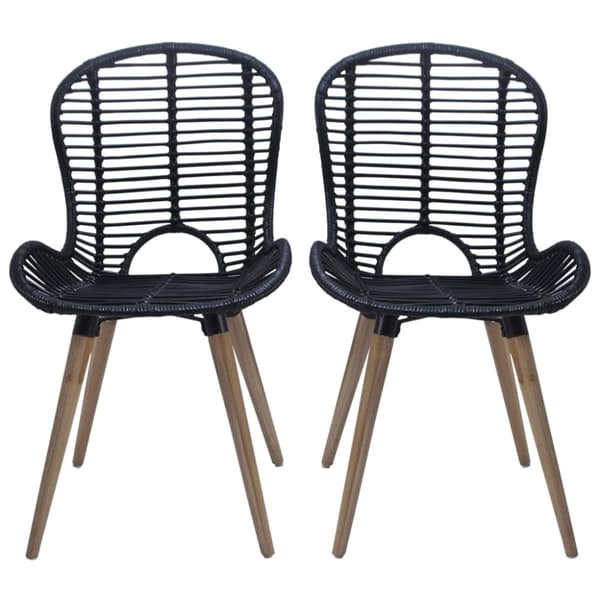 vidaXL spisebordsstole 4 stk. naturligt rattan sort -  Spisebordsstole