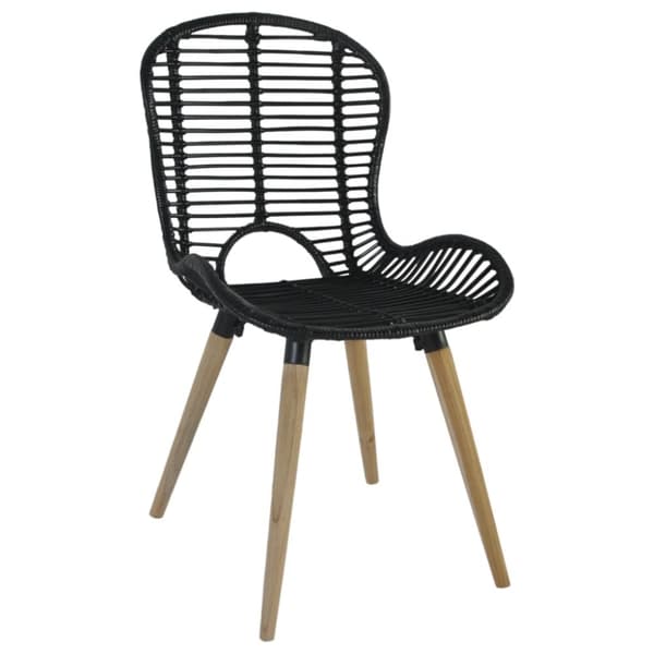 vidaXL spisebordsstole 4 stk. naturligt rattan sort -  Spisebordsstole