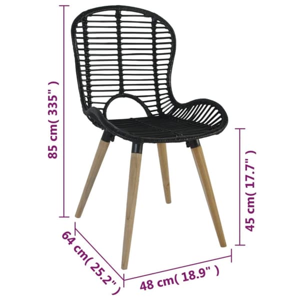 vidaXL spisebordsstole 4 stk. naturligt rattan sort -  Spisebordsstole