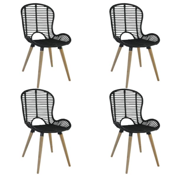 vidaXL spisebordsstole 4 stk. naturligt rattan sort -  Spisebordsstole