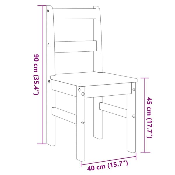 vidaXL spisebordsstole 2 stk. Panama 40x46x90 cm massivt fyrretræ hvid -  Spisebordsstole