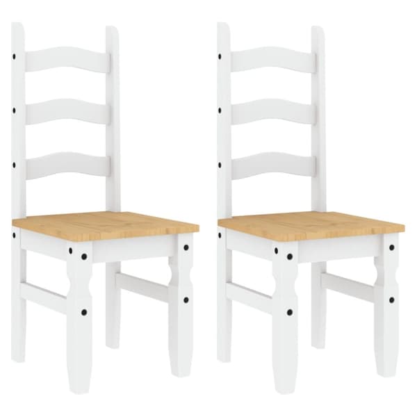 vidaXL Matstolar 2 st Corona vit 42x47x107 cm massiv furu -  Matstolar & Köksstolar