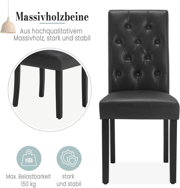Rootz Matsalsstolar - Köksstolar - Bekväma sittplatser - Ergonomisk design, enkelt underhåll, hög hållbarhet - konstläder och massivt trä - 44cm x 99c