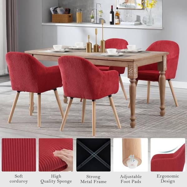 Rootz matsalsstolar Set med 4 - Stoppade stolar - Fåtöljer - Bekväma, robusta, mångsidiga - Manchester och massivt trä - 55,5 cm x 83,5 cm x 56,5 cm