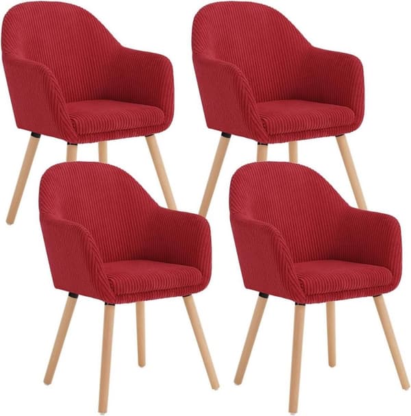 Rootz matsalsstolar Set med 4 - Stoppade stolar - Fåtöljer - Bekväma, robusta, mångsidiga - Manchester och massivt trä - 55,5 cm x 83,5 cm x 56,5 cm