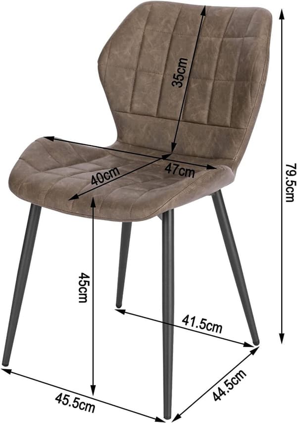 Rootz ruokasalin tuolisarja 6 kpl - Pehmustetut tuolit - Keinonahkatuolit - Mukavat istuimet - Kestävä muotoilu - Ergonominen tuki - 47 cm x 79,5 cm x