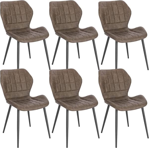 Rootz ruokasalin tuolisarja 6 kpl - Pehmustetut tuolit - Keinonahkatuolit - Mukavat istuimet - Kestävä muotoilu - Ergonominen tuki - 47 cm x 79,5 cm x