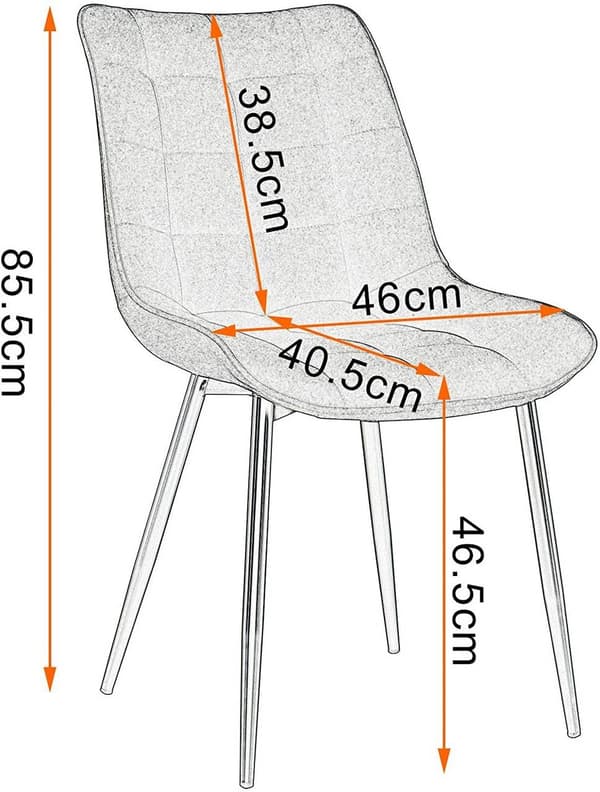 Rootz 4 ruokapöydän tuolin setti - Modernit keittiön tuolit - Mukavat istuimet - Kestävä ja ergonominen muotoilu - Lattian suojaus - Pellava & metalli