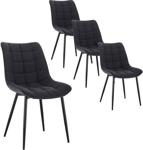 Rootz sæt med 4 spisestuestole - Moderne køkkenstole - Komfortable siddepladser - Holdbart og ergonomisk design - Gulvbeskyttelse - Linned og metal -