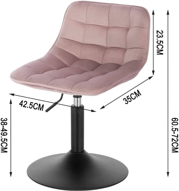 Rootz Velvet metallibaarijakkara - Työpöytäjakkara - Säädettävä baarituoli - Kestävä, mukava, ergonominen - 35 cm x 42,5 cm, korkeus 60,5 cm - 72 cm